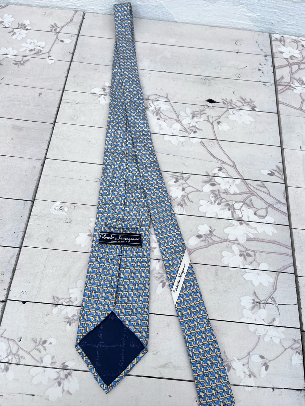 Salvatore Ferragamo Light Blue Geometric Silk Tie